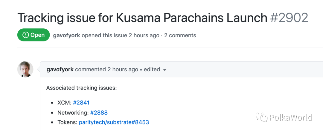 Gavin Wood发布Kusama平行链的上线清单