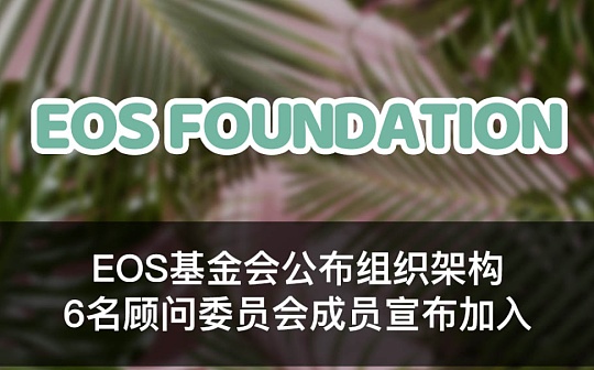 EOS基金会公布组织架构：6名顾问委员会成员宣布加入